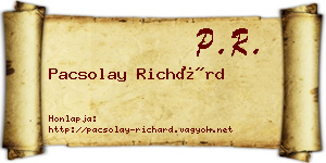 Pacsolay Richárd névjegykártya